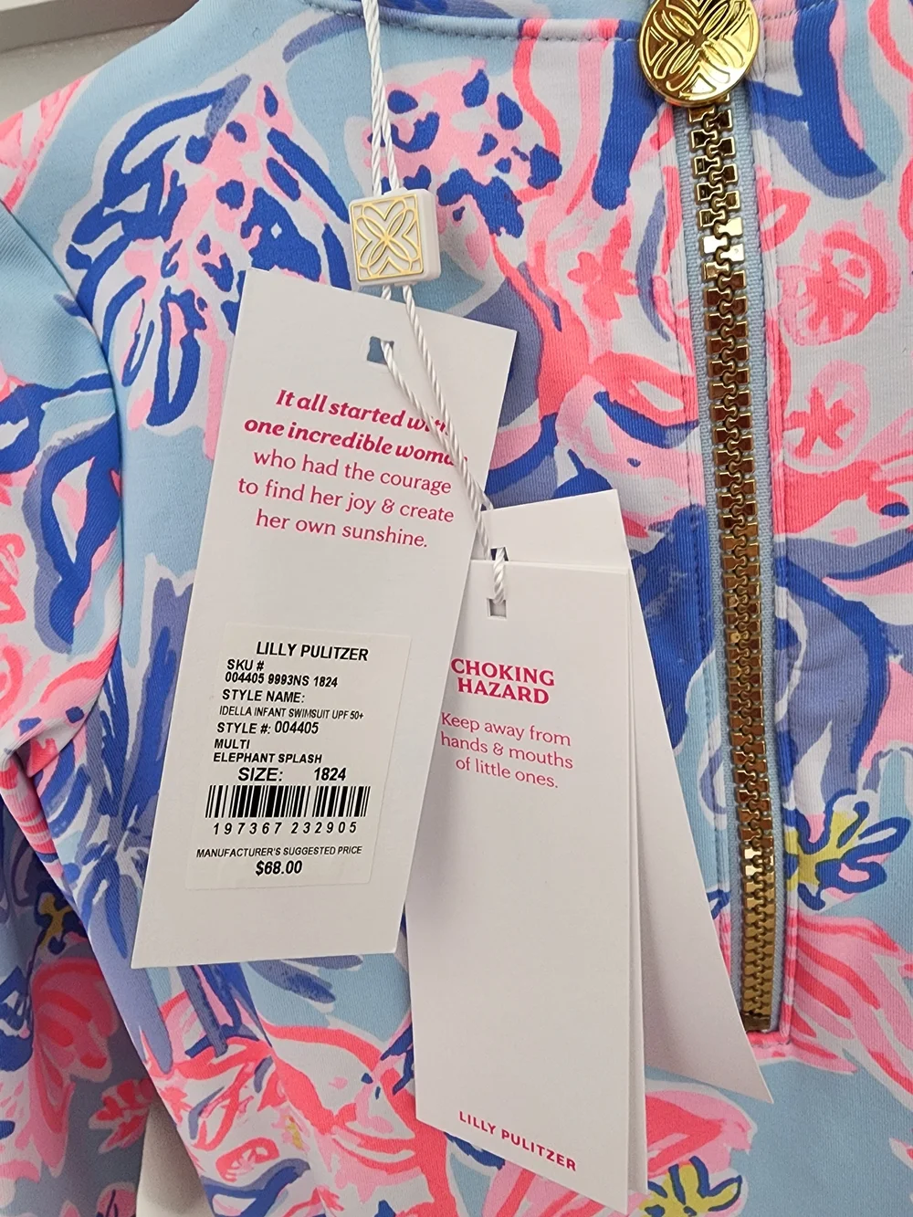 Toddler Lilly Pulitzer Long-Sleeve Floral Swimsuit - Light Blue, Pink & Navy